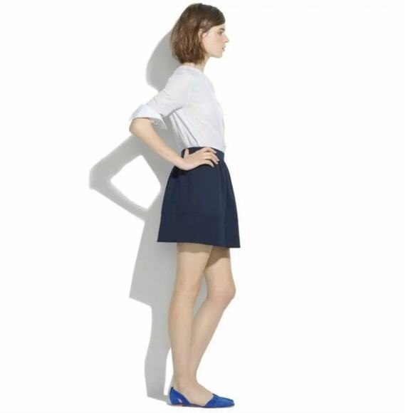 Madewell Ponte Swivel Mini Skirt Size 2 A2726 Navy Blue Preppy Nautical Stretch - Picture 3 of 12